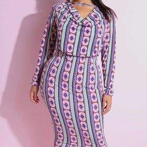 PLUS Cowl Neck Midi Bodycon Dress